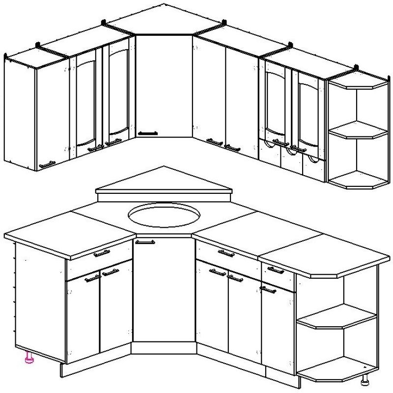 Проект кухни с угловой мойкой